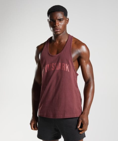 Men's Gymshark Power Stringer Tanks Brown | NZ 5KXVDA